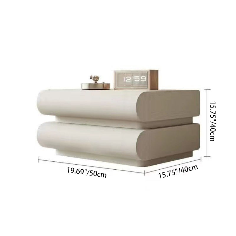 Modern Simplicity Rectangular Solid Wood Metal Microfiber Leather Nightstand 2-Drawer For Bedroom