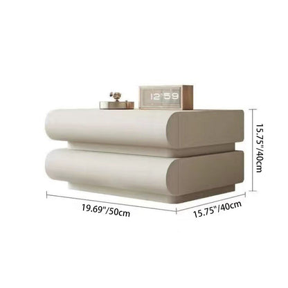 Modern Simplicity Rectangular Solid Wood Metal Microfiber Leather Nightstand 2-Drawer For Bedroom