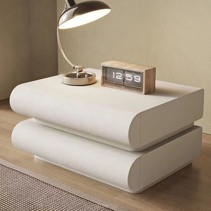 Modern Simplicity Rectangular Solid Wood Metal Microfiber Leather Nightstand 2-Drawer For Bedroom