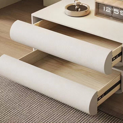 Modern Simplicity Rectangular Solid Wood Metal Microfiber Leather Nightstand 2-Drawer For Bedroom