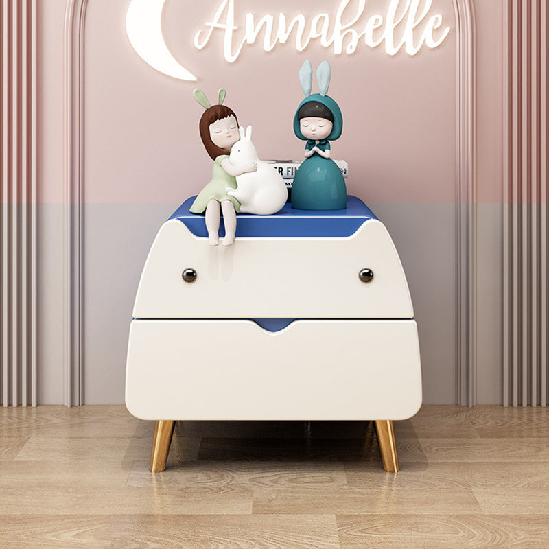 Contemporary Creative Kids Cartoon Cat Solid Wood Carbon Steel Microfiber Leather Nightstand 2-Drawer For Bedroom