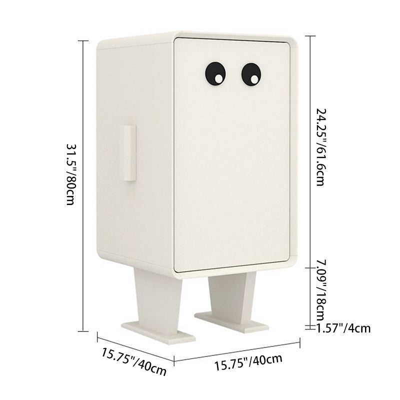 Contemporary Creative Kids Robot Square Tabletop Medium Fiberboard Nightstand 2-Cabinet For Bedroom
