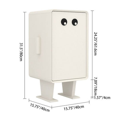 Contemporary Creative Kids Robot Square Tabletop Medium Fiberboard Nightstand 2-Cabinet For Bedroom