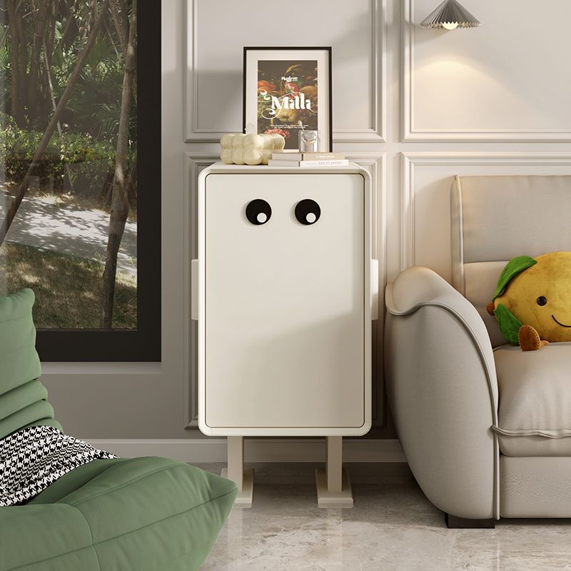 Contemporary Creative Kids Robot Square Tabletop Medium Fiberboard Nightstand 2-Cabinet For Bedroom