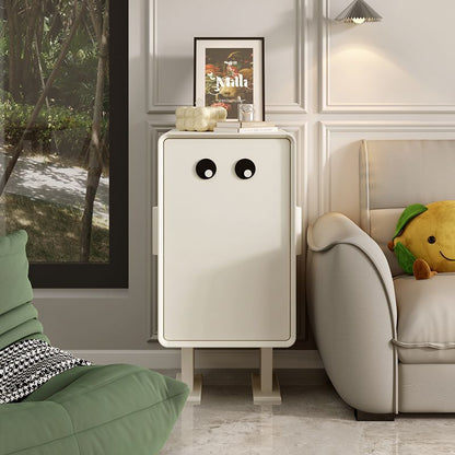 Contemporary Creative Kids Robot Square Tabletop Medium Fiberboard Nightstand 2-Cabinet For Bedroom