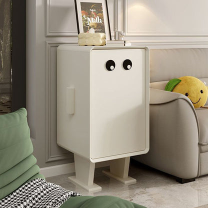 Contemporary Creative Kids Robot Square Tabletop Medium Fiberboard Nightstand 2-Cabinet For Bedroom