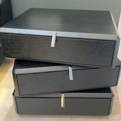 Contemporary Luxury Rectangular Solid Wood Nightstand 3-Drawer For Bedroom