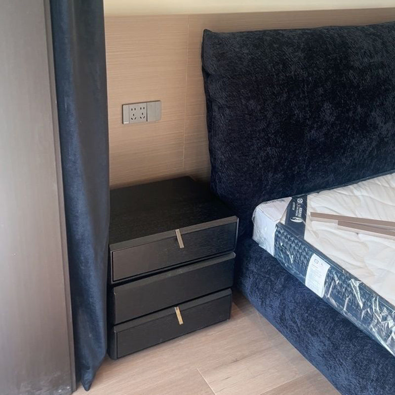 Contemporary Luxury Rectangular Solid Wood Nightstand 3-Drawer For Bedroom