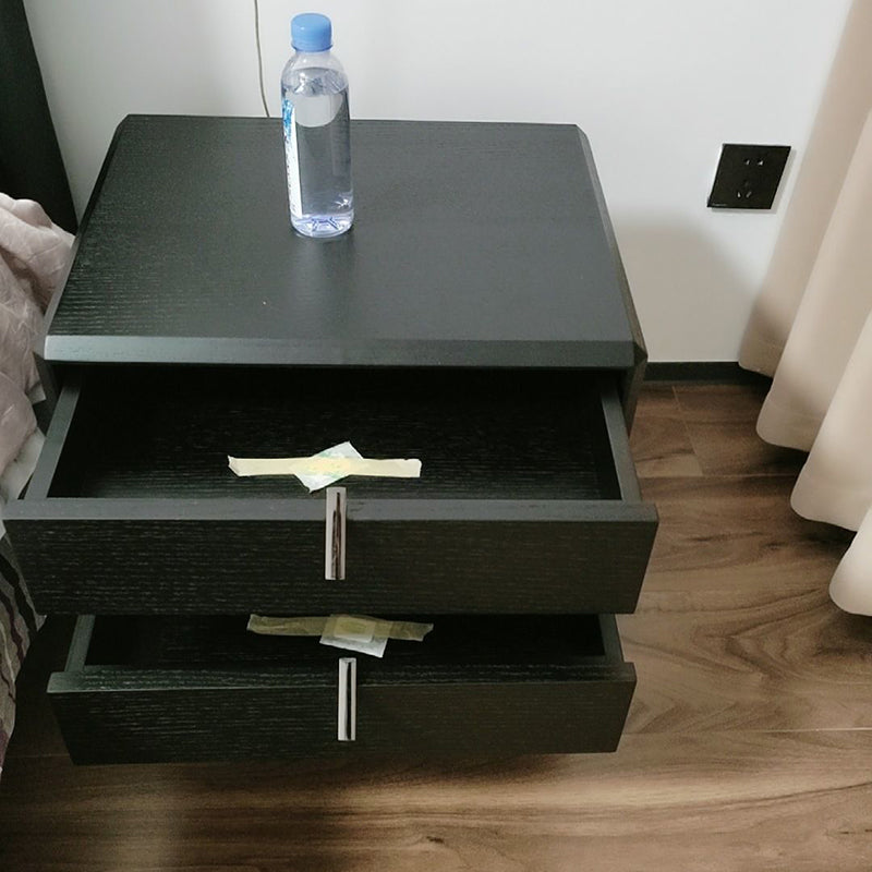 Contemporary Luxury Rectangular Solid Wood Nightstand 3-Drawer For Bedroom