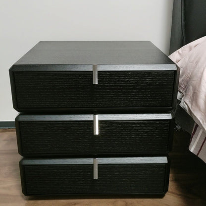 Contemporary Luxury Rectangular Solid Wood Nightstand 3-Drawer For Bedroom