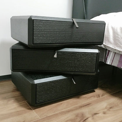 Contemporary Luxury Rectangular Solid Wood Nightstand 3-Drawer For Bedroom