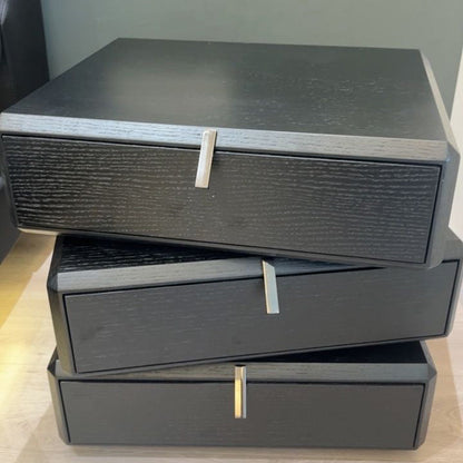 Contemporary Luxury Rectangular Solid Wood Nightstand 3-Drawer For Bedroom