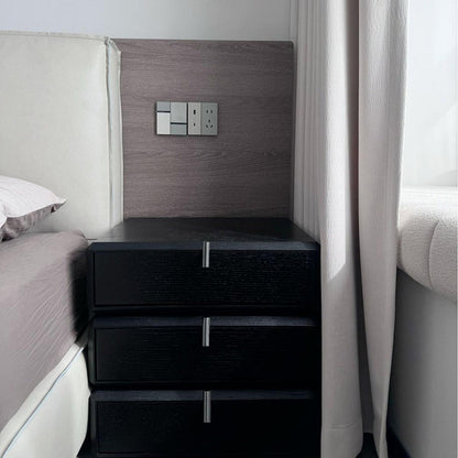 Contemporary Luxury Rectangular Solid Wood Nightstand 3-Drawer For Bedroom