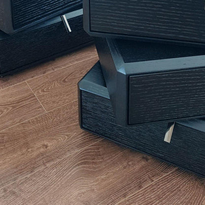 Contemporary Luxury Rectangular Solid Wood Nightstand 3-Drawer For Bedroom