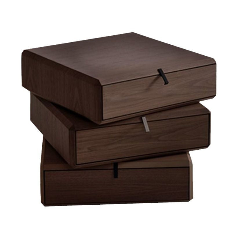 Contemporary Luxury Rectangular Solid Wood Nightstand 3-Drawer For Bedroom