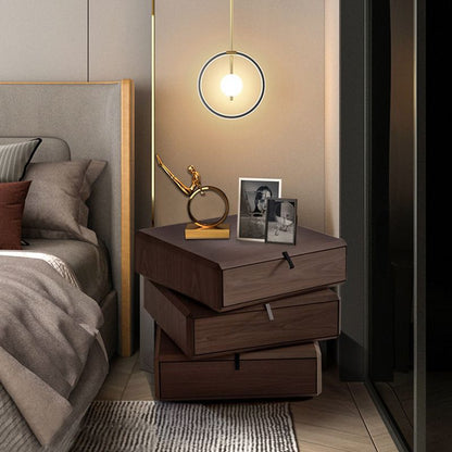 Contemporary Luxury Rectangular Solid Wood Nightstand 3-Drawer For Bedroom