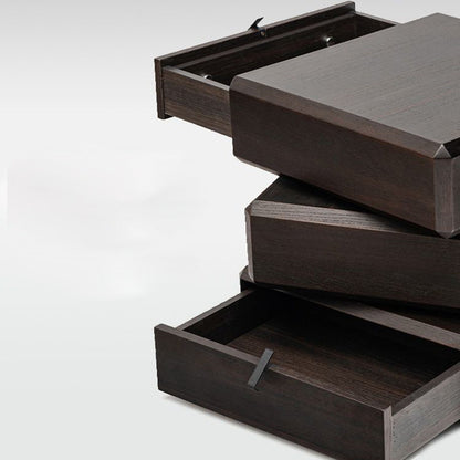 Contemporary Luxury Rectangular Solid Wood Nightstand 3-Drawer For Bedroom