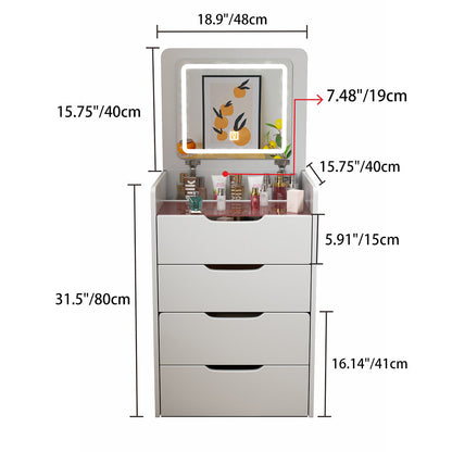 Modern Minimalist Rectangular Glass Board Makeup Vanity 3-Drawer For Bedroom