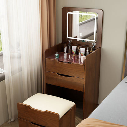Modern Minimalist Rectangular Glass Board Makeup Vanity 3-Drawer For Bedroom