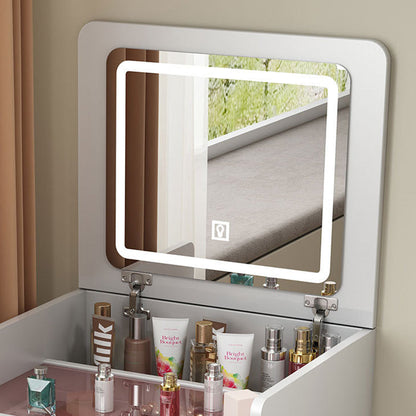 Modern Minimalist Rectangular Glass Board Makeup Vanity 3-Drawer For Bedroom
