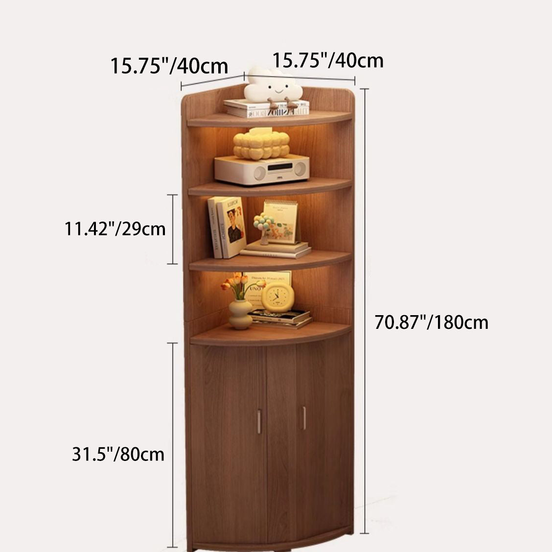 Contemporary Creative Triangle Solid Wood Bookshelves 4-Shelf For Bedroom