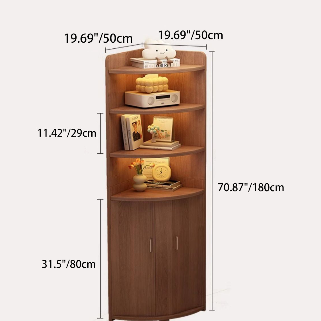 Contemporary Creative Triangle Solid Wood Bookshelves 4-Shelf For Bedroom