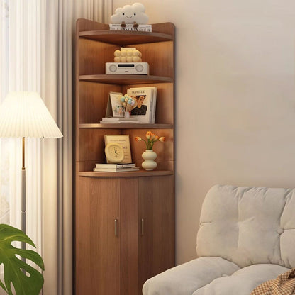 Contemporary Creative Triangle Solid Wood Bookshelves 4-Shelf For Bedroom