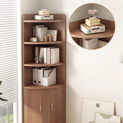 Contemporary Creative Triangle Solid Wood Bookshelves 4-Shelf For Bedroom