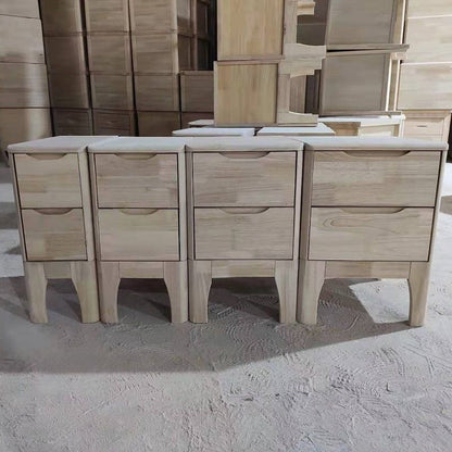 Contemporary Scandinavian Rectangular Solid Wood Nightstand 3-Drawer For Bedroom