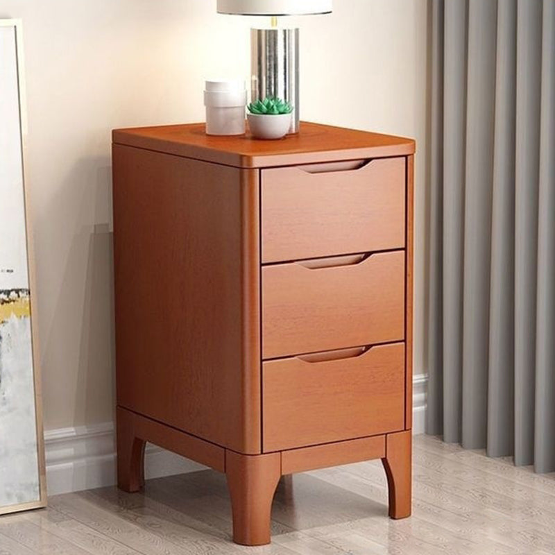 Contemporary Scandinavian Rectangular Solid Wood Nightstand 3-Drawer For Bedroom
