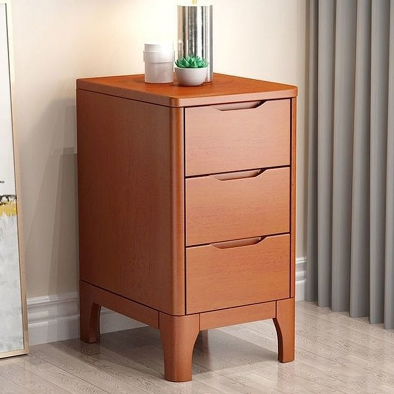 Contemporary Scandinavian Rectangular Solid Wood Nightstand 3-Drawer For Bedroom