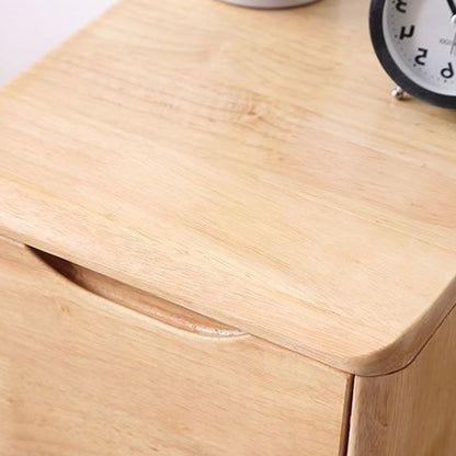 Contemporary Scandinavian Rectangular Solid Wood Nightstand 3-Drawer For Bedroom