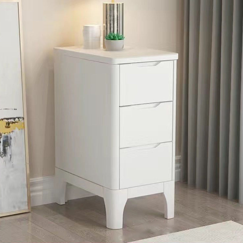 Contemporary Scandinavian Rectangular Solid Wood Nightstand 3-Drawer For Bedroom