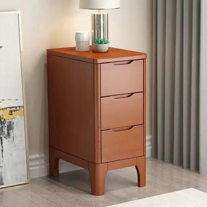 Contemporary Scandinavian Rectangular Solid Wood Nightstand 3-Drawer For Bedroom