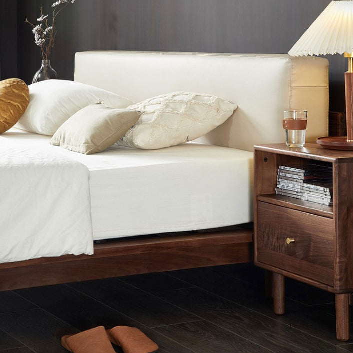 Modern Shabby Chic Rectangular Black Walnut Wood Nightstand 1-Drawer For Bedroom