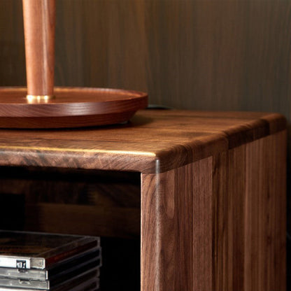 Modern Shabby Chic Rectangular Black Walnut Wood Nightstand 1-Drawer For Bedroom