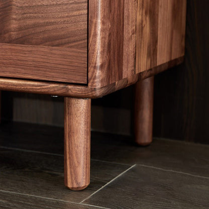 Modern Shabby Chic Rectangular Black Walnut Wood Nightstand 1-Drawer For Bedroom