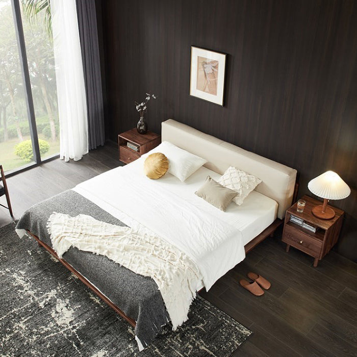 Modern Shabby Chic Rectangular Black Walnut Wood Nightstand 1-Drawer For Bedroom