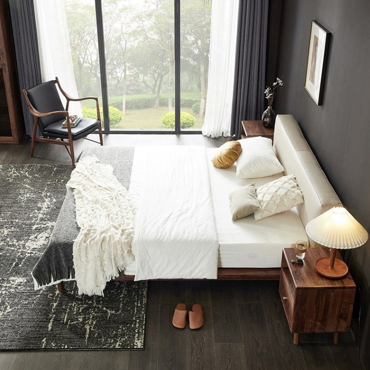 Modern Shabby Chic Rectangular Black Walnut Wood Nightstand 1-Drawer For Bedroom