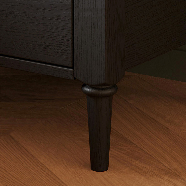 Traditional French Rectangular Ash Wood Metal Nightstand 2-Drawer For Bedroom