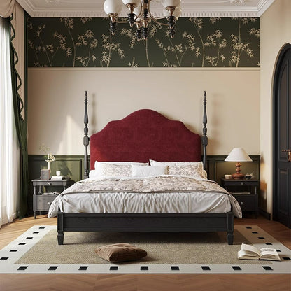 Traditional French Rectangular Ash Wood Metal Nightstand 2-Drawer For Bedroom