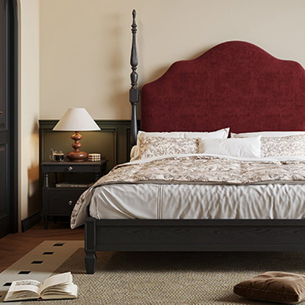 Traditional French Rectangular Ash Wood Metal Nightstand 2-Drawer For Bedroom