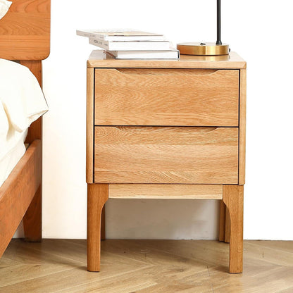Modern Simplicity Rectangular Solid Wood Nightstand 2-Drawer For Bedroom