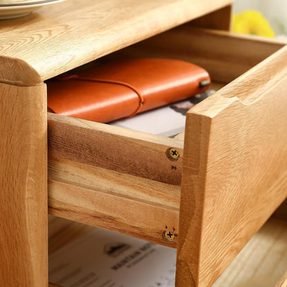 Modern Simplicity Rectangular Solid Wood Nightstand 2-Drawer For Bedroom