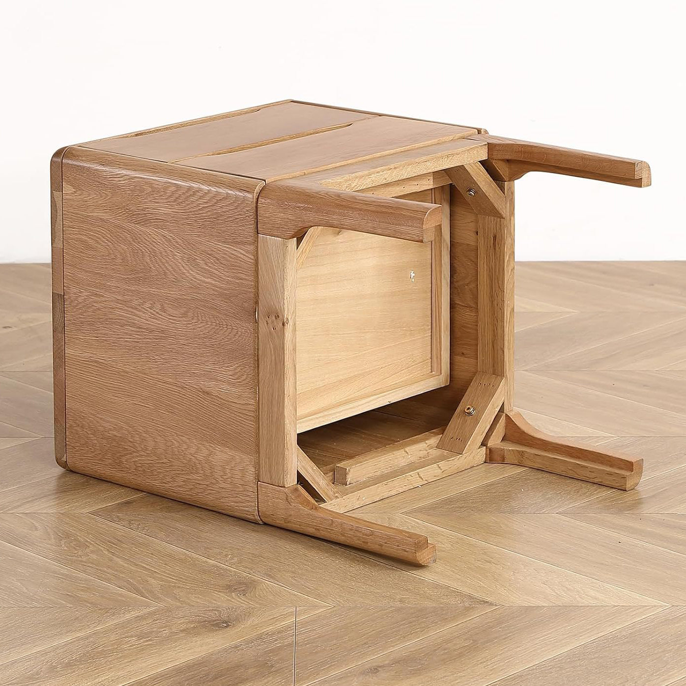 Modern Simplicity Rectangular Solid Wood Nightstand 2-Drawer For Bedroom