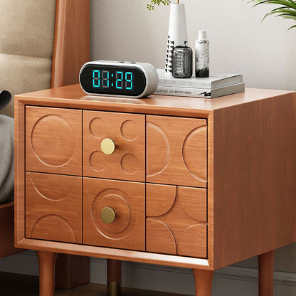 Modern Luxury Rectangular Rubberwood Brass Nightstand 2-Drawer For Bedroom