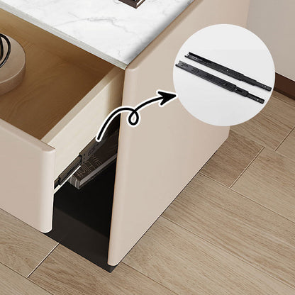 Modern Luxury Rectangular Marble Slab Solid Wood Nightstand 1-Drawer For Bedroom