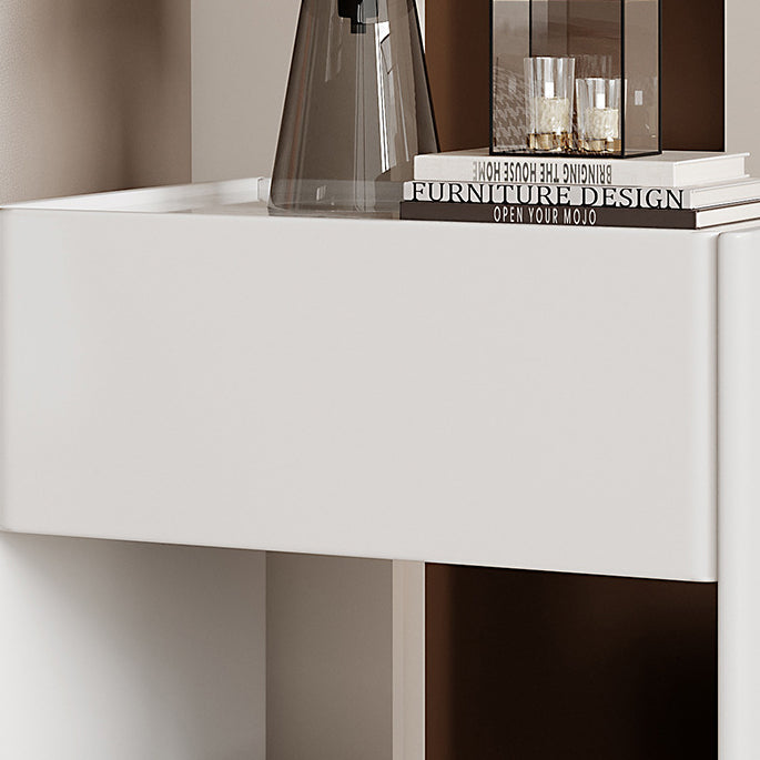 Modern Luxury Rectangular Marble Slab Solid Wood Nightstand 1-Drawer For Bedroom