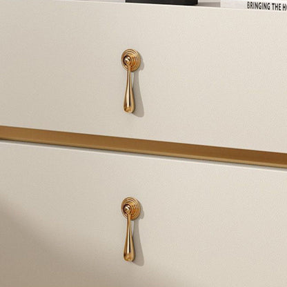 Modern Luxury Rectangular Microfiber Leather Marble Slab Solid Wood Metal Nightstand 2-Drawer For Bedroom