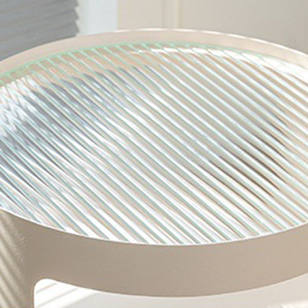 Contemporary Industrial Round Iron Glass Nightstand 2-Tier For Bedroom